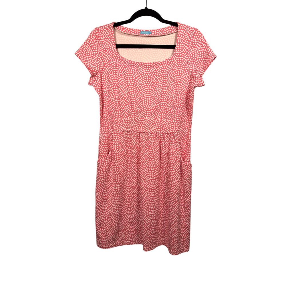 J. McLaughlin Dress Womens M Pink White Geometric Catalina Cloth Pockets Stretch